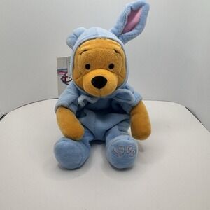 NWT!! Disney Store Winnie the Pooh Easter Bunny Mini Bean Bag Plush 8" Blue 1999